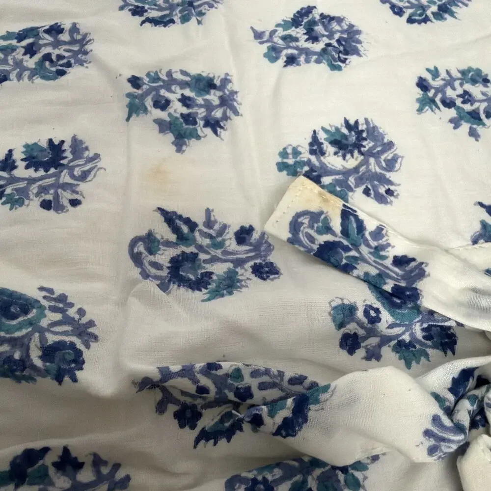 4 Vintage Pottery Barn Quilted Shams Blue White Floral Vine 2 Euro 2 Standard